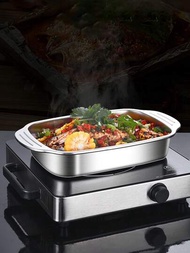 1入組不鏽鋼燒烤魚盤 - 長方形家用深盤商用托盤 - 電磁爐用特別燒烤魚,不粘平底鍋