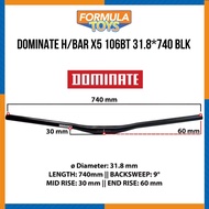 GUNUG BICYCLE HANDLEBAR/MTB DOMINATE H/BAR X5 106BT 31.8*740 BLACK COLOR
