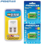 Pinsheng 9V Rechargeable Battery Set Multimeter 6F22 Two Batteries One Charge 9V Charger Microphone 
