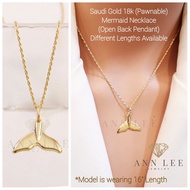 ♞,♘Pawnable Legit Saudi Gold 18k Mermaid Tail Necklace