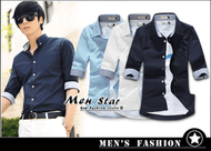 【Men Star】免運費 英倫質感七分袖襯衫  韓版襯衫 媲美 g2000 stage uniqlo levis ck