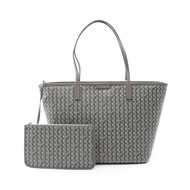 【二手】Tory Burch Everlady 拉鍊手提包 145634025，灰色，PVC塗層帆布，皮革，女士手提包，全新