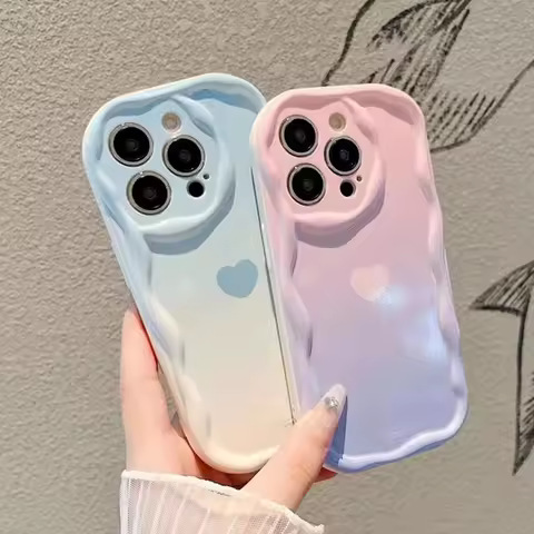 Gradient Heart Wave TPU Soft Phone Case For OPPO Reno 10 Pro 8 7 4G 6 5 Lite 4Z 5G 5Z 6Z 7Z 8Z 8T 11