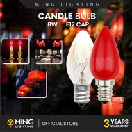 Candle Bulb E12 8W Mentol Chili Filament Light Lights Table Lamp Lampu Merah Sembahyang Red Clear Li