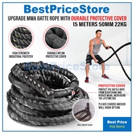 BPS MMA Battling Rope 15 meters 50mm 22kgTraining Muscle Battle Rope Home Gym Cardio Workout Fightin