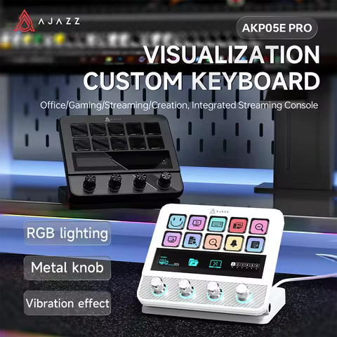 Ajazz AKP05 PRO RGB Macro Keyboard Multi-Function Desktop Assistant for Office and Gaming, Easy-to-U