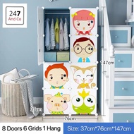 Lightweight Cartoon Wardrobe Plastic Closet For Kid Baby Cupboard Dust-proof Storage Cabinet  Almari Baju Plastik