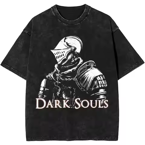 Summer Dark Souls Elite Knight White Shirts Accessories Men Women Washed Tee Shirt Harajuku T-shirts