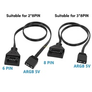 BT Quality ARGB Extension Cable 5V 3pin to ARGB 5V 8Pin 6Pin Male Adapter Cable