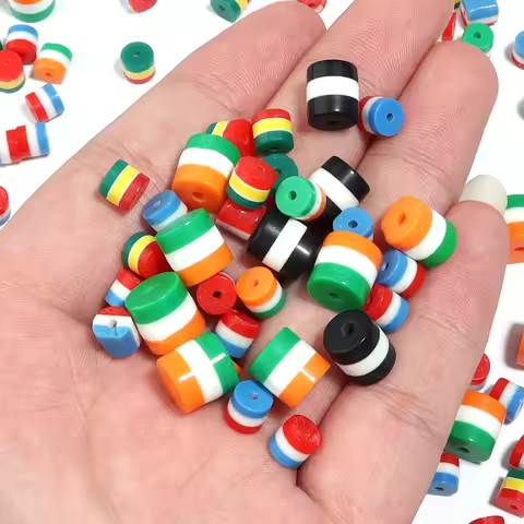 50pcs/lot Acrylic Beads Country Flag Beads Stripe Beads For Jewelry Making DIY Charms Bracelet Neckl