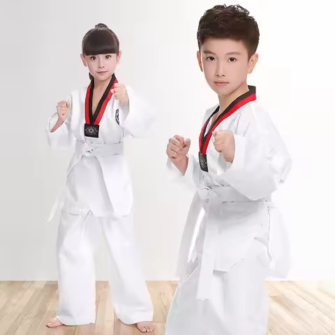 2022 TKD Costumes Clothing White Taekwondo Uniforms WTF Karate Judo Dobok Clothes Children Adult Uni