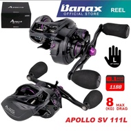 8kg Max Drag Banax Apollo SV 111L (11BB) Baitcasting Fishing Reel Mesin Pancing BC Left Handle joran Pancing banax