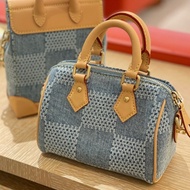 LV LOUIS VUITTON Speedy 18 Bandoulière travel bag Blue Damier Denim 3D cotton canvas 牛仔 藍色 3D棉質帆布 旅行