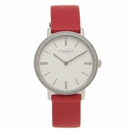 【COACH】簡約皮革錶帶手錶-紅