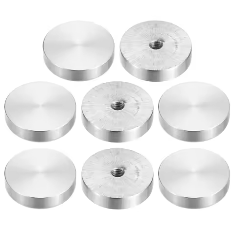 8pcs 30/40/50/60mm Diameter Aluminum Disc M6 M8 M10 Thread Round Shape Glass Table Circle Disc Top A