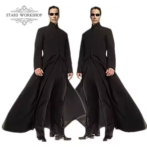 Costom Made Matrix Cosplay Costume Neo Black Men Women Long Trench Coat Jacket Uniform Halloween Par