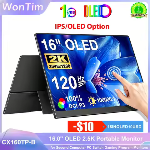16.0" 2K OLED &IPS Option Screen Portable Monitor 100% DCI-P3 Display Eye Care PC 120hz For Laptop M