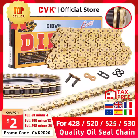 CVK High Quality Motorcycle O-ring Oil seal Chain Sets For 428 DID chain 136 Link 520 525 530 chains