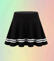 Rok olah raga senam gym bersepeda rok pendek korea miniskirt rok list hitam list putih