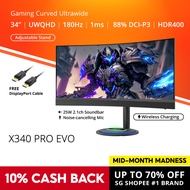 PRISM+ X340 PRO EVO | 34" 180Hz Curved Ultrawide 21:9 UWQHD [3440 x 1440] 120% sRGB Gaming Monitor
