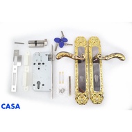 CASA 913-2 Door Lock Hardware Box Conjoined Embedded Horizontal Golden Yellow Forged Handle Kaba Key