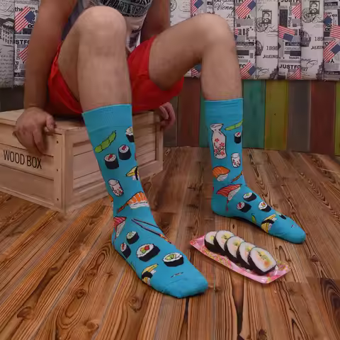 Men's Hip Hop Harajuku Socks Shark Clown Skateboarding Oil Painting Animal Mid-cut funny socks