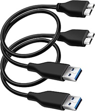 SaiTech IT 2 Pack High Speed Short USB 3.0 Cable A to Micro B for Portable External Hard Drives 45 C