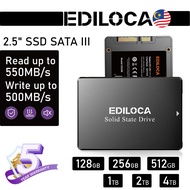 EDILOCA ES106  2.5’’ SATA III SSD  6Gb/s (128GB/256GB/512GB) 3D NAND TLC Internal SSD Up to 550MB/s 