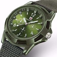 Miwell Nylon Men's Outdoor Sports Watch Quartz Military Style Army Green Jam Tangan WH0166-80