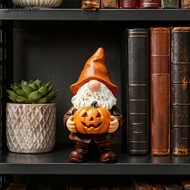 Cute Gnome for Balcony Halloween Gnome Statue Halloween Garden Gnome Statue – Faceless Gnome Holding