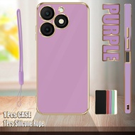 For Itel A50 A667L Straight Edge Electroplated Case with Silicone Rope