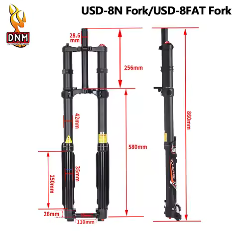 DNM Fork USD-8N USD-8 FAT MTB Front Fork For Snowy Bike Double Shoulder Bike Beach Bike Oil Spring D