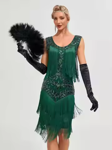 Dresses for Women Great Gatsby Roaring 20s Dresses Sequin Tassel Fringe Cocktail Dress Art Deco