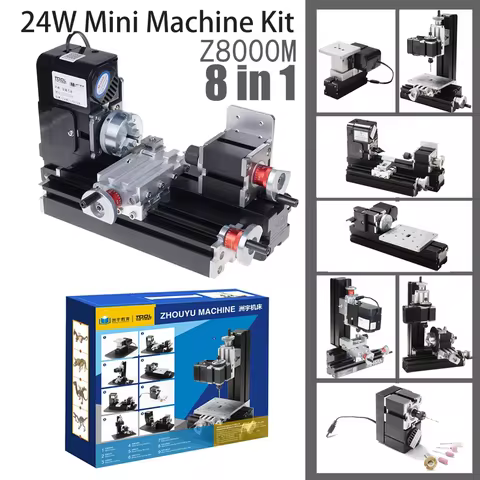 The First Tool 24W Metal 8 in 1 Mini Machine Kit Z8000M 20000RPM Lathe, Wood-turning, Jigsaw, Drilli