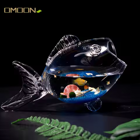 Mini Fish Glass bowl Figurine Clear Transparent Glass Fish-shaped Aquarium Fish Tank Home Living Roo