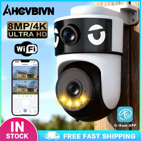 8MP Outdoor Okam 2.4G/5G Wifi Security Camera Dual Lens 4K HD Motion Detection Outdoor Waterproof Su