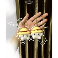 Crochet keychain character luffy/ luffy knitted keychain (made)