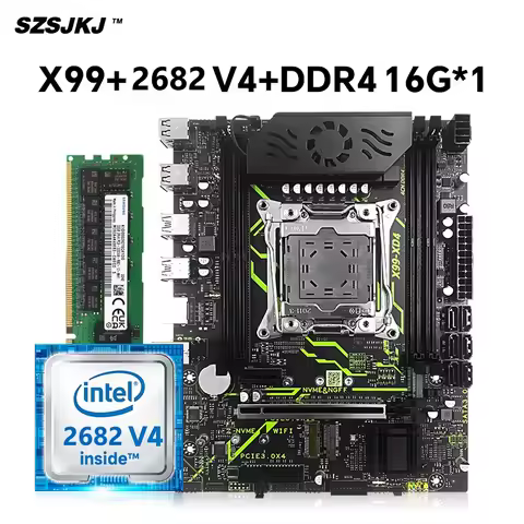 SZSJKJ New X99 Motherboard Kit C612 Chipset with Cooling Fan with Xeon E5 2682 V4 CPU Processor & DD