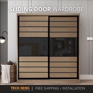 (FREE Shipping & FREE Installation) TECK SENG 8 Feet Sliding Doors Wardrobe / Anti-Jump / 2 Sliding 