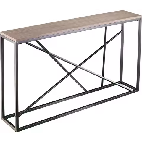 Furniture Faux Stone Skinny Console Table, Dining Room With Open Concept Living Space Modern Style P