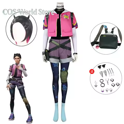 Game Clove Cosplay Costume Valorant Clove Immortal Cosplay Costume Clove Nails Wig Women Combat Unif