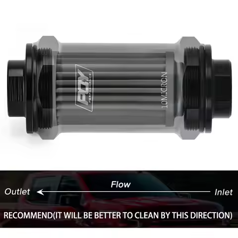 10 Micron/ 100 Micron Fuel Pump Oil Filter Stainless Steel Element AN Flare to AN ORB Male Fitting 6