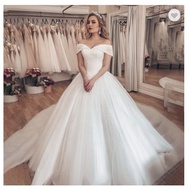 Wedding gown V Neck Off Shoulder Beading Ball Gown Bride Gownsabrina wedding gown