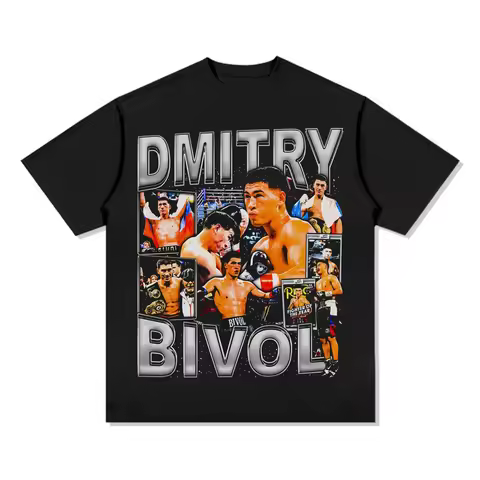 Dmitry Bivol Boxing T-Shirt Oversized Graphic Cotton Tee Light Heavyweight Star Men Women Sports Fas