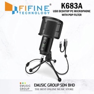 FIFINE K683A USB Desktop PC Microphone With Pop Filter Studio Condenser Mic For Gaming Streaming You