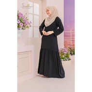 Dress Baju Kurung Plain Wrinkle Crepe BLACK Ironless Saiz S - 5XL PLUS SIZE Ready Stock Raya Sale baju raya 2024 viral