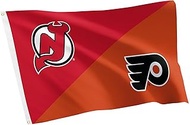 Desert Cactus New Jersey Devils x Philadelphia Flyers Rivalry Flag 3 x 5 feet NHL Split Design Banne