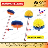 Cobweb Duster Ceiling Broom With Handle 6 feet / Penyapu Sawang Bulat, Cobweb Brush, Ceiling Broom, 