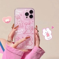 Creative Pink Rabbit Sketch Casing iphone 17 Pro Max 17 air 16E 15 Pro Max 11 13 Pro Max X Xs Max Xr