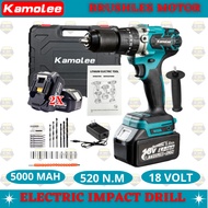 Mesin Bor Baterai 18V kamolee-Electric Drill 13mm Lengkap-Bor Terbaru